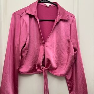 Gianni Bini Vibrant Pink Satin Shirt
